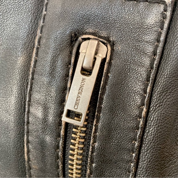 Chevignon Black Biker Distressed Soft Leather Motorcycle Jacket Sz M - Picture 7 of 13